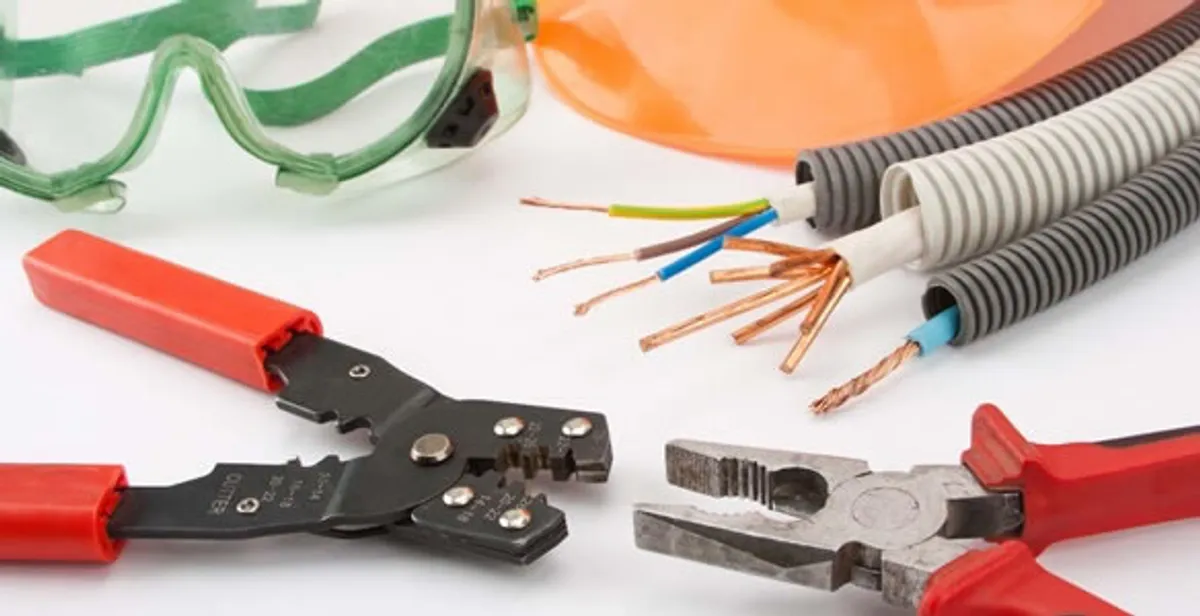 Electrical wiring repair with professional tools and safety equipment in Prather, CA