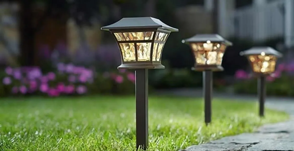 landscape lighting installation services with professionally installed pathway lights in Fresno, CA